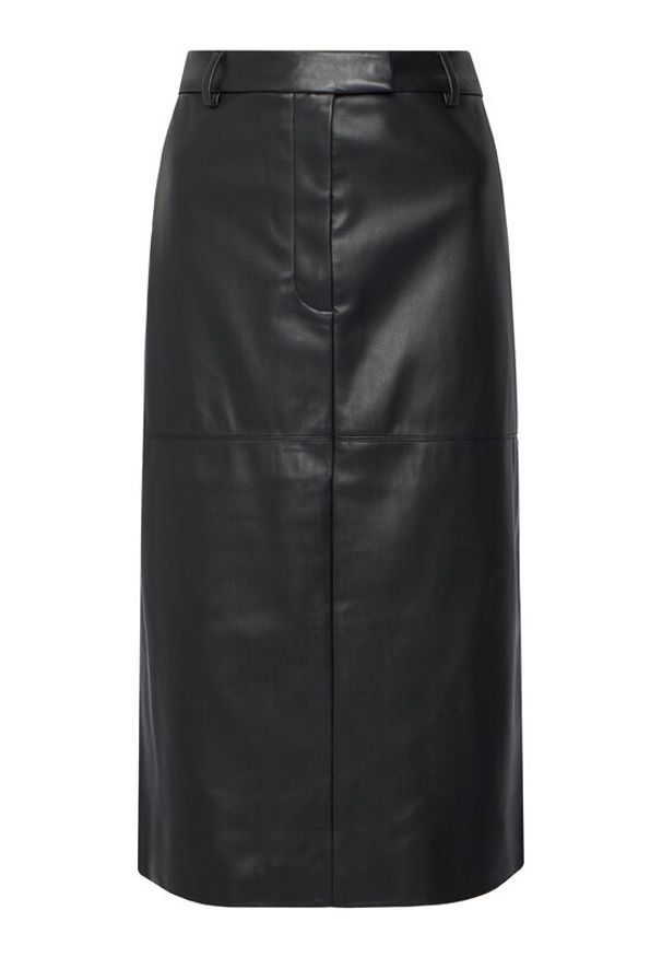 Calvin Klein Spódnica z imitacji skóry LV044D651G Czarny Regular Fit. Kolor: czarny. Materiał: skóra
