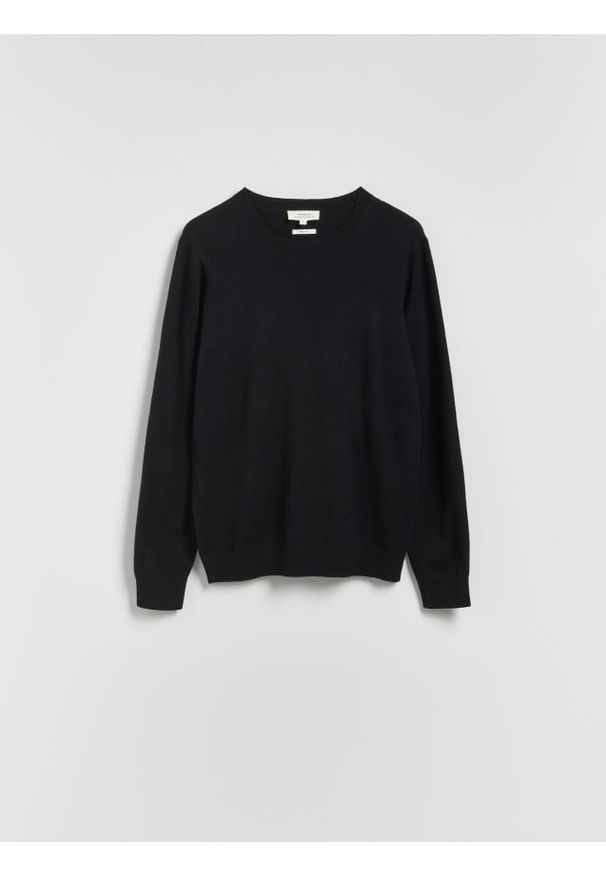 Reserved - Sweter z wełny merino - czarny. Kolor: czarny. Materiał: wełna