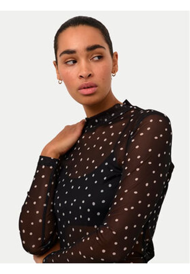 Kaffe Bluzka Johanne 10507815 Czarny Slim Fit. Kolor: czarny. Materiał: syntetyk