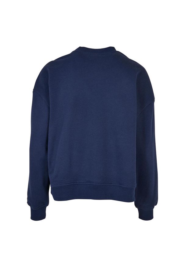 BUILD YOUR BRAND - Bluza Damska Dekolt W Szpic Oversized. Kolor: niebieski