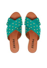 Pieces Klapki 17156837 Zielony. Kolor: zielony. Materiał: skóra #3