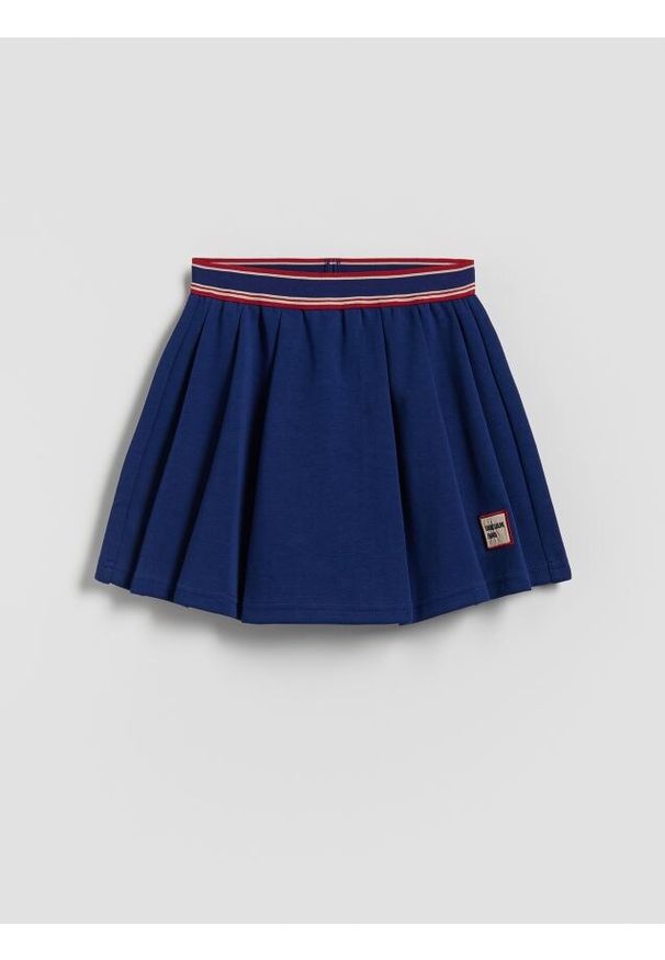 Reserved - Gładkie spódnico-szorty - granatowy. Kolor: niebieski. Materiał: tkanina. Wzór: gładki