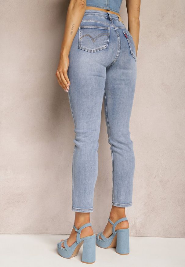 Renee - Jasnoniebieskie Jeansy High Waist o Dopasowanym Fasonie Skinny Langrea. Stan: podwyższony. Kolor: niebieski. Styl: klasyczny, elegancki