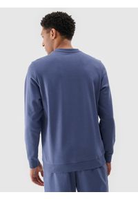 4f - 4F Bluza dresowa nierozpinana bez kaptura męska - niebieska XXL. Okazja: na co dzień. Typ kołnierza: bez kaptura. Kolor: niebieski. Materiał: dresówka. Wzór: gładki, ze splotem. Styl: klasyczny, sportowy, casual