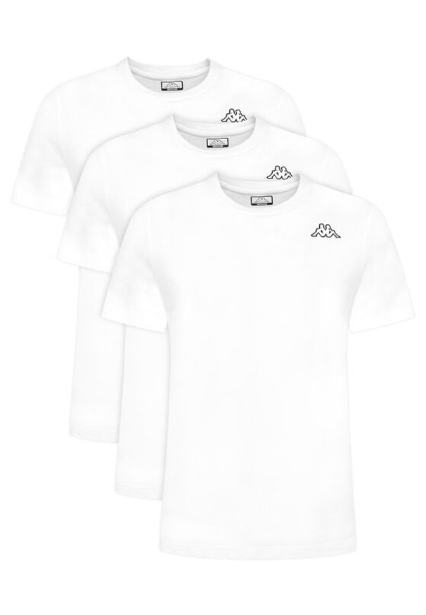 Kappa Komplet 3 t-shirtów Logo Sylvo 322562W Biały Regular Fit. Kolor: biały. Materiał: bawełna
