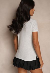 Renee - Jasnoszary Bawełniany T-shirt Typu Polo Arsenllia. Okazja: na co dzień. Typ kołnierza: polo. Kolor: szary. Materiał: bawełna. Styl: klasyczny, casual, elegancki #4