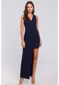 Sukienki.shop - Piękna wieczorowa sukienka o wydłużonej linii jednego boku. Typ sukienki: asymetryczne. Styl: wizytowy. Długość: mini #1