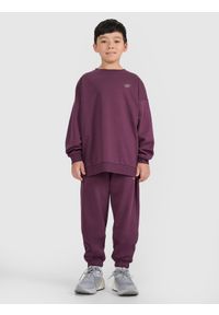 4f - 4F Komplet dresowy dziecięcy - fioletowy 122/128 (6-8 lat). Okazja: na co dzień. Typ kołnierza: bez kaptura. Kolor: fioletowy. Materiał: dresówka. Długość: długie. Wzór: gładki, ze splotem. Sezon: lato. Styl: młodzieżowy, klasyczny, casual, sportowy #2