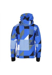 PEAK MOUNTAIN - Kurtka softshell z nadrukiem Peak Mountain Cover. Kolor: niebieski, szary, wielokolorowy. Materiał: softshell. Wzór: nadruk #2