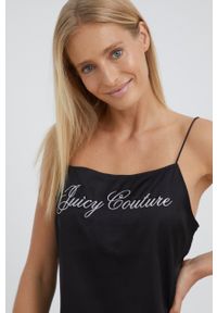 Juicy Couture top piżamowy kolor czarny satynowa. Kolor: czarny. Materiał: satyna
