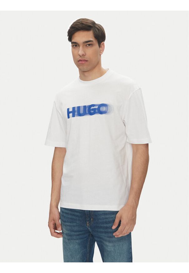 Hugo - HUGO T-Shirt Nalax 50543493 Biały Regular Fit. Kolor: biały. Materiał: bawełna
