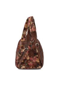 Brązowy Elegancki Damski Plecak Laura Vita. Kolor: brązowy. Materiał: materiał. Wzór: kwiaty. Styl: elegancki #6