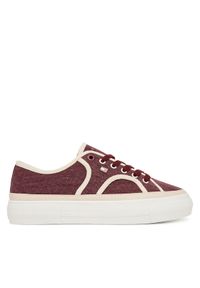 TOMMY HILFIGER - Tommy Hilfiger Tenisówki Platform Vulc Sneaker Piping FW0FW09394 Bordowy. Kolor: czerwony. Materiał: materiał. Obcas: na platformie #1