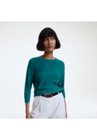 Reserved - Dzianinowy sweter - Turkusowy. Kolor: turkusowy. Materiał: dzianina