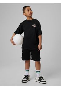 4f - 4F Spodenki dresowe chłopięce - czarne 146 (10-11 lat). Okazja: na co dzień. Kolor: czarny. Materiał: dresówka. Sezon: lato. Styl: casual #1