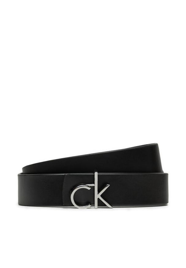 Calvin Klein Pasek Damski Ck Logo Reversible Belt 3.0 K60K613074 Czarny. Kolor: czarny. Materiał: skóra