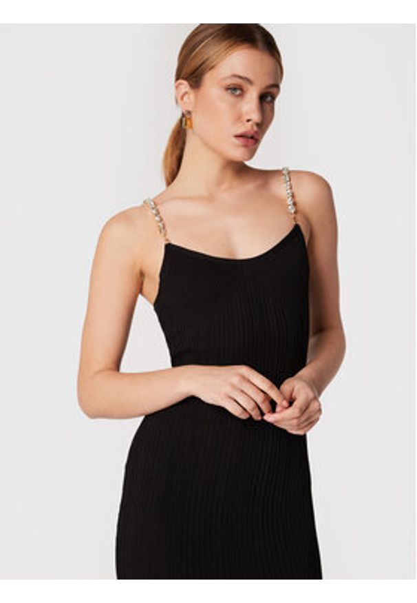 Elisabetta Franchi Sukienka koktajlowa AM-78S-27E2-V360 Czarny Slim Fit. Kolor: czarny. Materiał: wiskoza. Styl: wizytowy