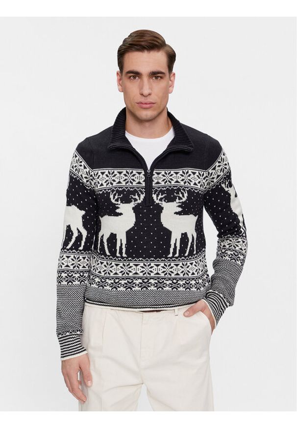 Brave Soul Sweter MK-248CRATCHITB Granatowy Regular Fit. Kolor: niebieski. Materiał: syntetyk