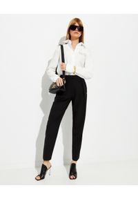OFF-WHITE - Czarne spodnie z prostymi nogawkami. Kolor: czarny. Wzór: aplikacja #2