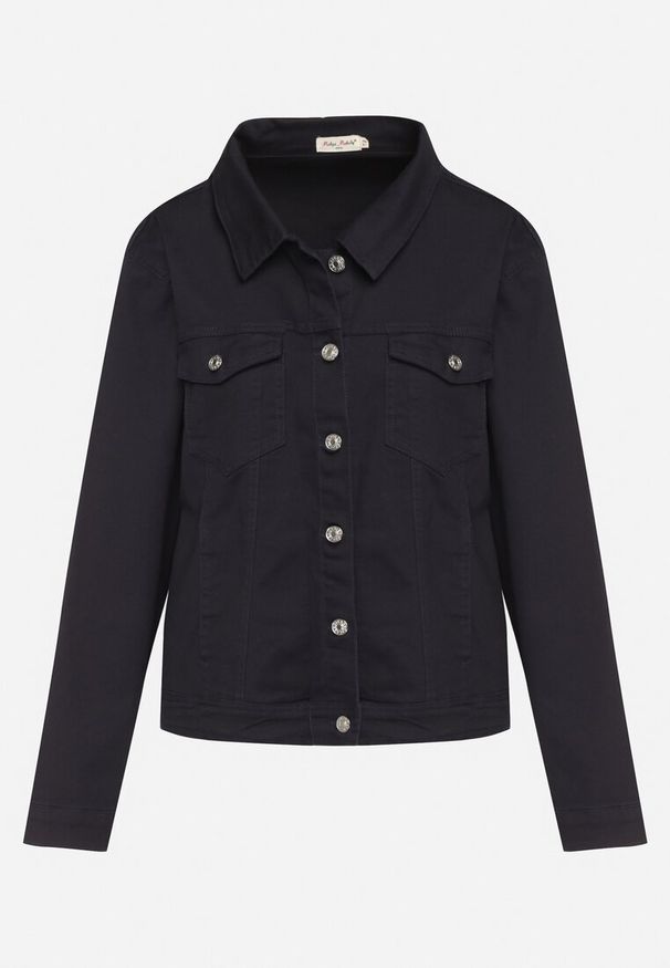 Born2be - Granatowa Bawełniana Kurtka Jeansowa z Metalowymi Guzikami Tanitha. Kolor: niebieski. Materiał: bawełna, jeans