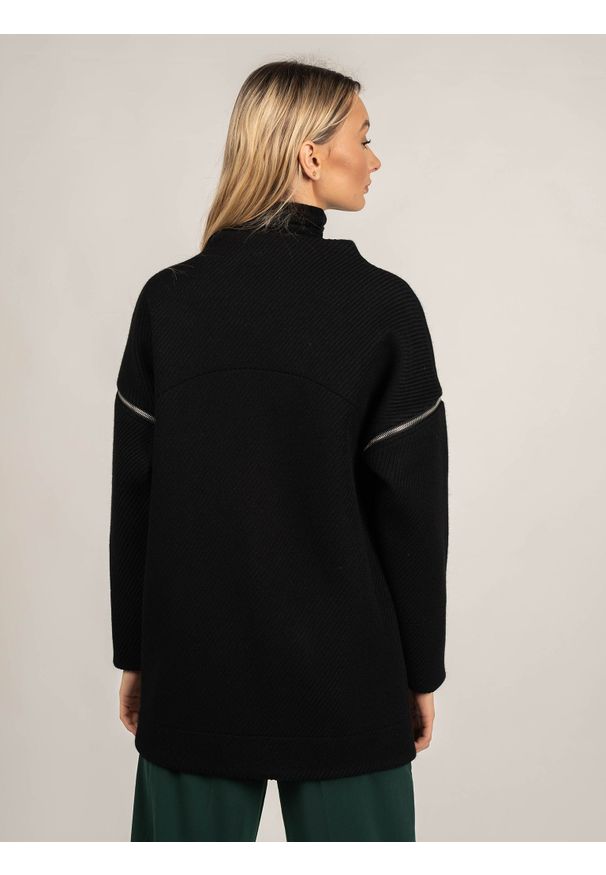 Patrizia Pepe Płaszcz "2w1" | 2S1266/A5Z2 | Kobieta | Czarny. Kolor: czarny. Materiał: wełna, akryl, wiskoza, poliester, elastan
