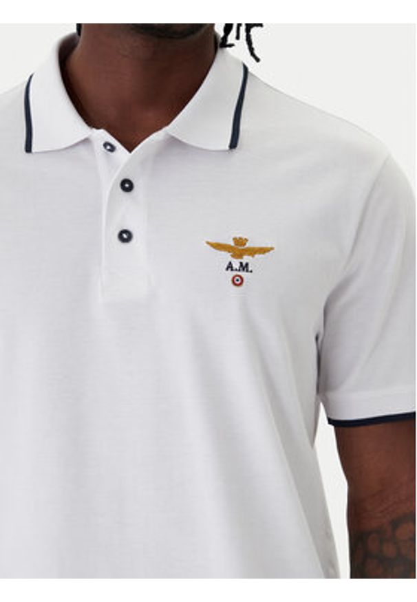 Aeronautica Militare Polo 261PO1308UP00082 Biały Regular Fit. Typ kołnierza: polo. Kolor: biały. Materiał: bawełna
