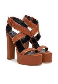 Elisabetta Franchi Sandały SA-08L-52E2-V580 Brązowy. Kolor: brązowy. Materiał: skóra #4