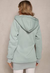 Renee - Miętowa Długa Bluza z Ocieplaną Podszewką i Taśmami z Napisami Filioppa. Kolor: miętowy. Materiał: dzianina. Długość: długie. Wzór: napisy. Sezon: zima, jesień #3