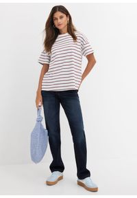 bonprix - Dżinsy straight, mid waist, z wygodnym paskiem. Kolor: niebieski #3