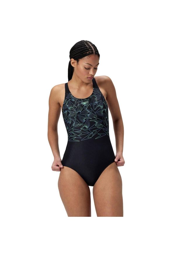 Damski kostium kąpielowy 1-częściowy Speedo Eco+ Hyperboom Placem Muscleb. Kolor: wielokolorowy, czarny, zielony