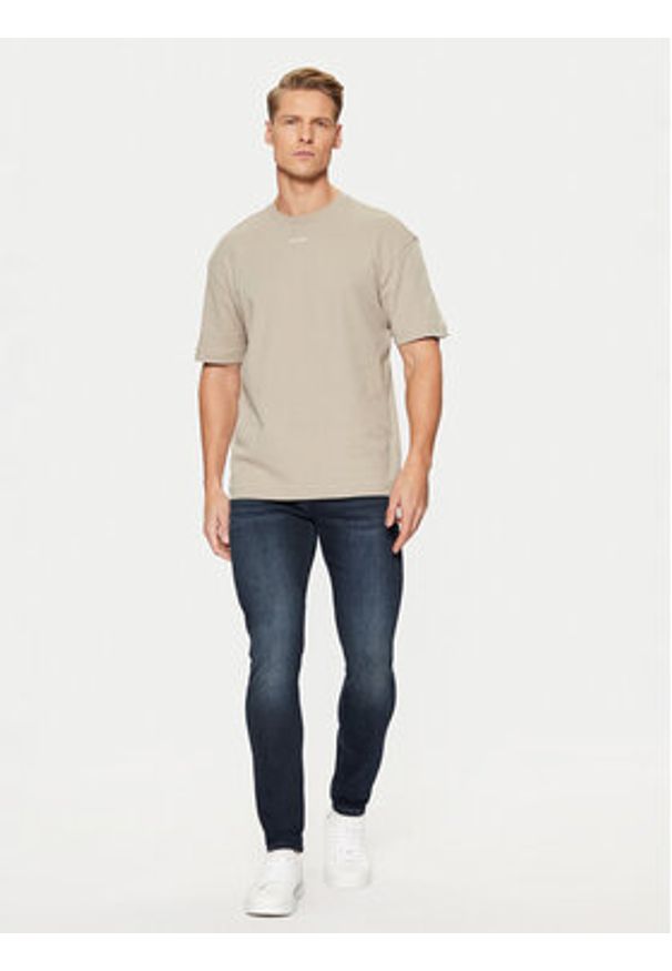 Calvin Klein T-Shirt Nano Logo Interlock T-Shirt K10K112487 Beżowy Regular Fit. Kolor: beżowy. Materiał: bawełna