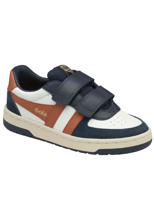 Białe buty na rzepy dla dzieci Gola Hawk Strap. Zapięcie: rzepy. Kolor: niebieski, wielokolorowy, biały