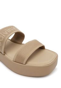 Calvin Klein Klapki Flatform Sndl Webbing HW0HW02878 Beżowy. Kolor: beżowy. Materiał: materiał #5