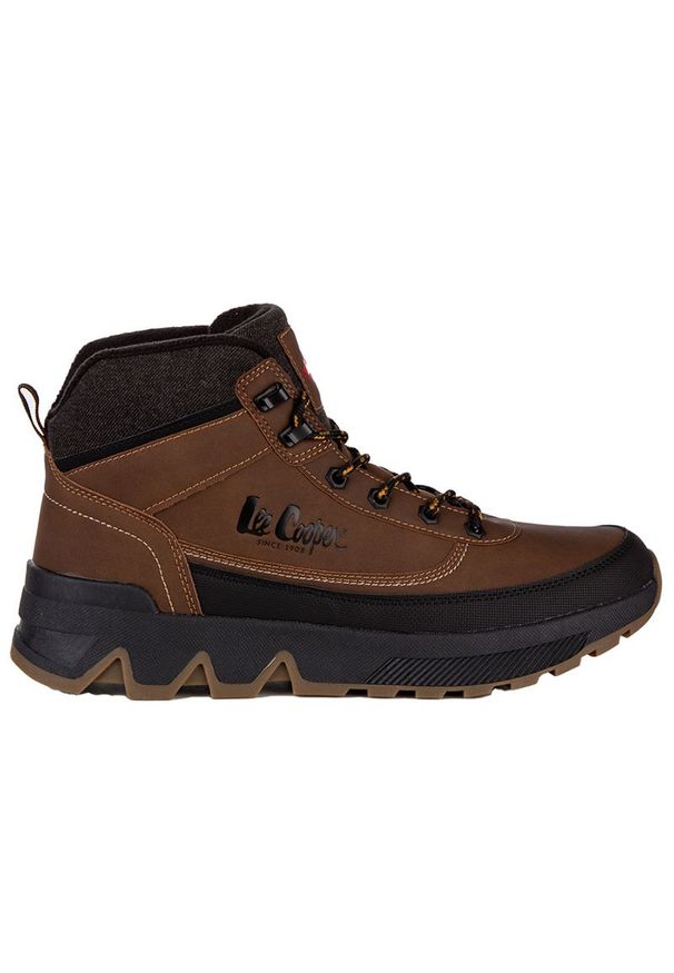 Buty Lee Cooper LCJ-24-01-2950MA - brązowe. Zapięcie: sznurówki. Kolor: brązowy. Materiał: materiał, polar, syntetyk, guma. Szerokość cholewki: normalna. Sezon: zima