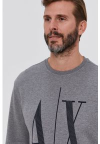 Armani Exchange Bluza bawełniana męska kolor szary z nadrukiem. Okazja: na co dzień. Kolor: szary. Materiał: bawełna. Wzór: nadruk. Styl: casual #4