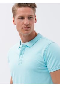 Ombre Clothing - Koszulka polo z dzianiny pique - błękitna V2 S1746 - XXL. Typ kołnierza: polo. Kolor: niebieski. Materiał: dzianina. Wzór: haft #3