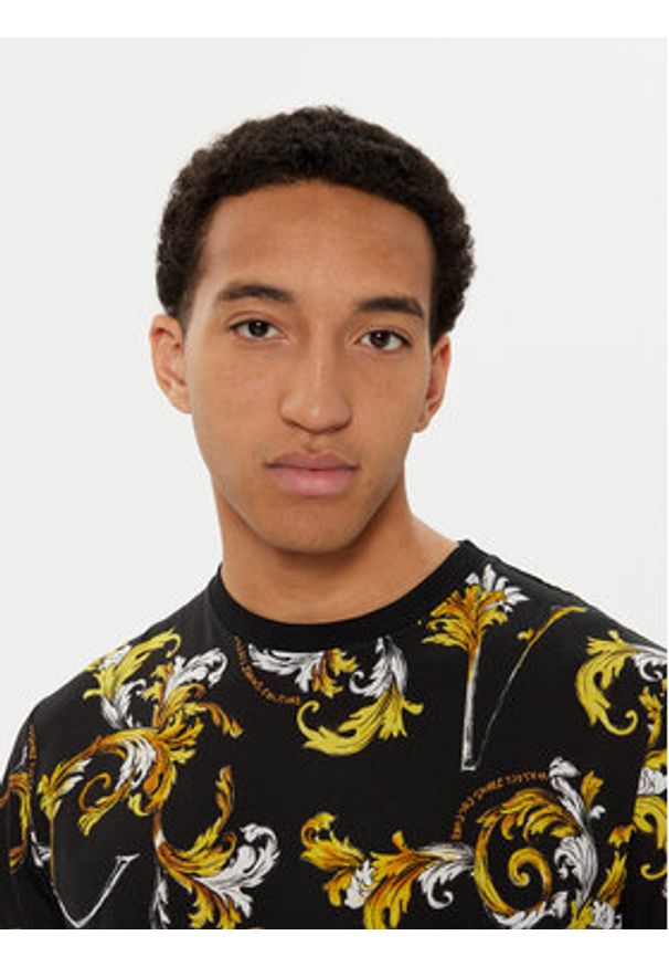 Versace Jeans Couture T-Shirt 78GAH6S0 Czarny Slim Fit. Kolor: czarny. Materiał: bawełna