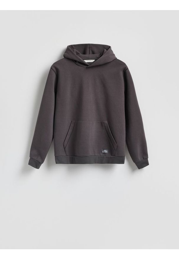 Reserved - Bluza z kapturem - ciemnoszary. Kolor: szary. Materiał: dzianina, bawełna