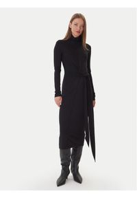 Patrizia Pepe Sukienka dzianinowa 2A2958 J337 Czarny Regular Fit. Kolor: czarny. Materiał: wiskoza