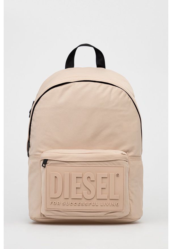 Diesel Plecak damski duży gładki. Kolor: beżowy. Wzór: gładki