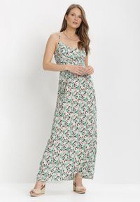 Born2be - Miętowa Sukienka Idaphishae. Kolor: miętowy. Materiał: tkanina, bawełna. Długość rękawa: na ramiączkach. Sezon: lato. Typ sukienki: kopertowe. Długość: maxi #3