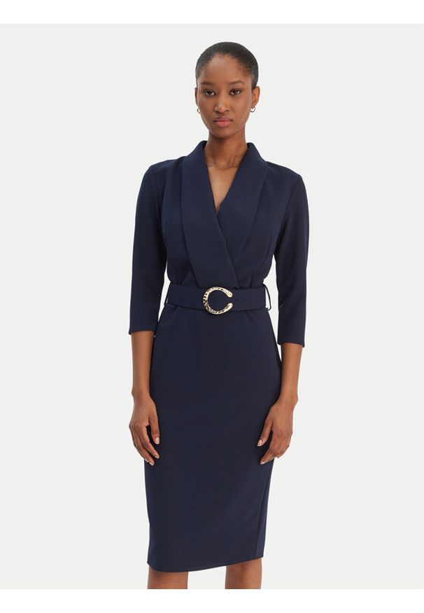 Rinascimento Sukienka koktajlowa CFC0126777003 Granatowy Slim Fit. Kolor: niebieski. Materiał: syntetyk. Styl: wizytowy