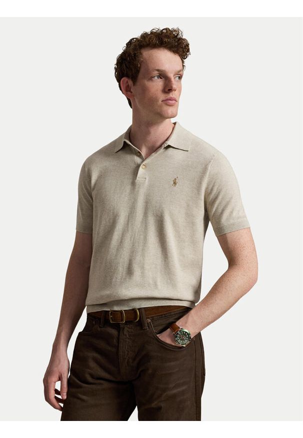 Polo Ralph Lauren Polo 710980682504 Beżowy Regular Fit. Typ kołnierza: polo. Kolor: beżowy. Materiał: bawełna