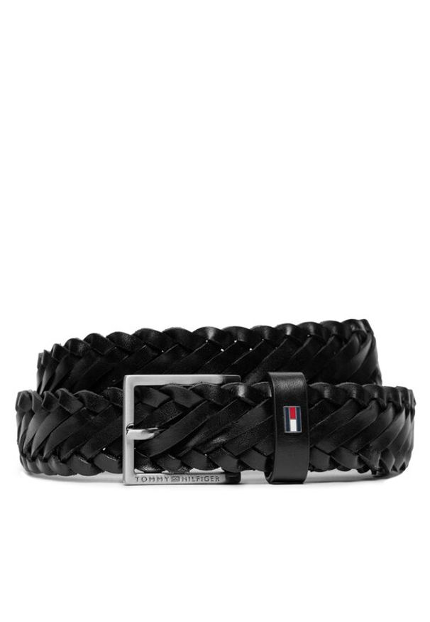 TOMMY HILFIGER - Tommy Hilfiger Pasek Męski Oliver 3.0 Leather Braid Dc AM0AM12068 Czarny. Kolor: czarny. Materiał: skóra