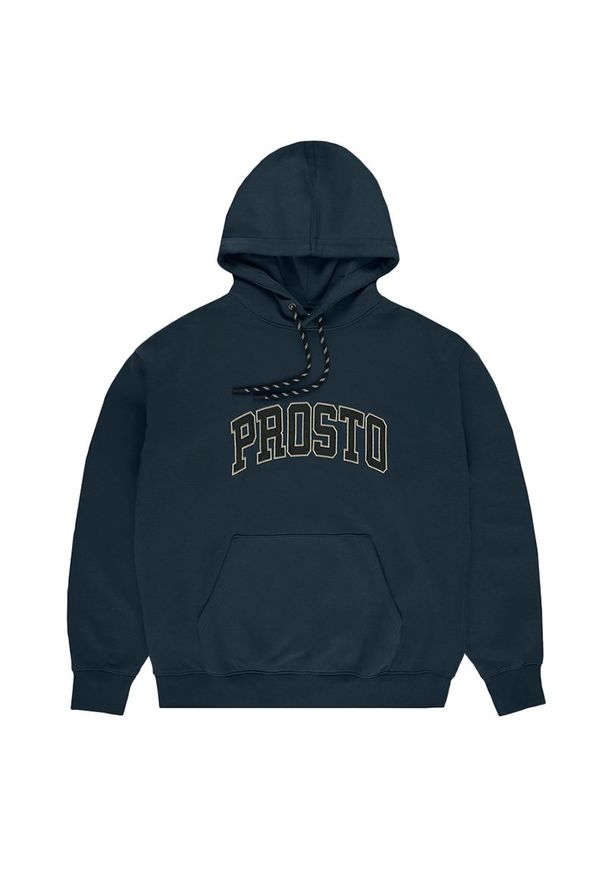 Bluza Prosto Hoodie College99 KL242MSWE2062 - granatowa. Okazja: na co dzień, na spacer. Typ kołnierza: kaptur. Kolor: niebieski. Materiał: bawełna, poliester, dresówka, materiał. Wzór: aplikacja. Styl: klasyczny, casual. Sport: turystyka piesza