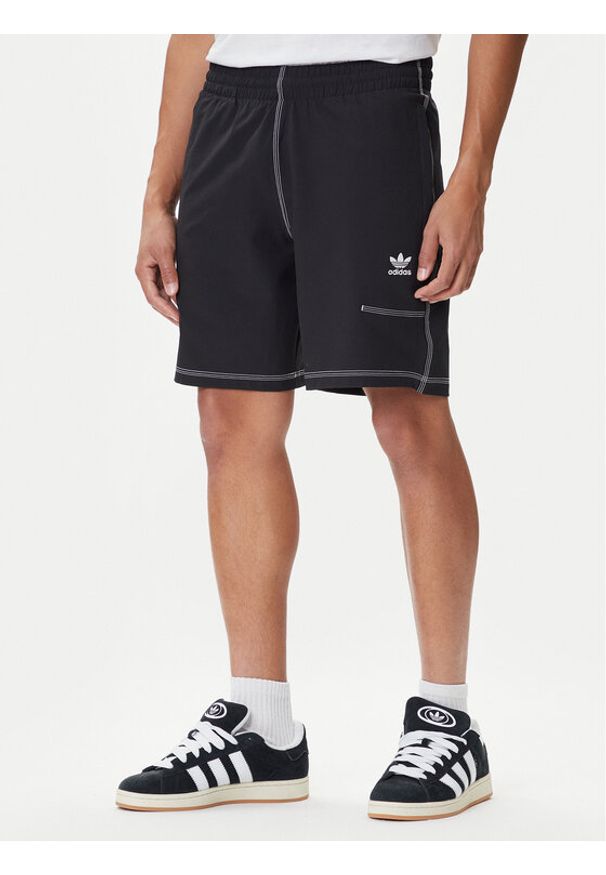 Adidas - adidas Szorty sportowe Trefoil Essentials KA8539 Czarny Loose Fit. Kolor: czarny. Materiał: syntetyk. Styl: sportowy