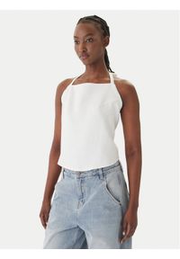 Eleh Top SS260067 Biały Regular Fit. Kolor: biały. Materiał: len #1