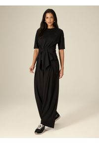 4f - 4F T-shirt regular z wiązaniem damski - czarny L. Okazja: na co dzień. Kolor: czarny. Materiał: dzianina, bawełna. Styl: casual, klasyczny #2