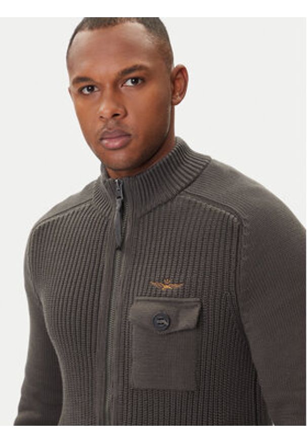 Aeronautica Militare Kardigan 252MA1565UL00409 Szary Regular Fit. Kolor: szary. Materiał: bawełna