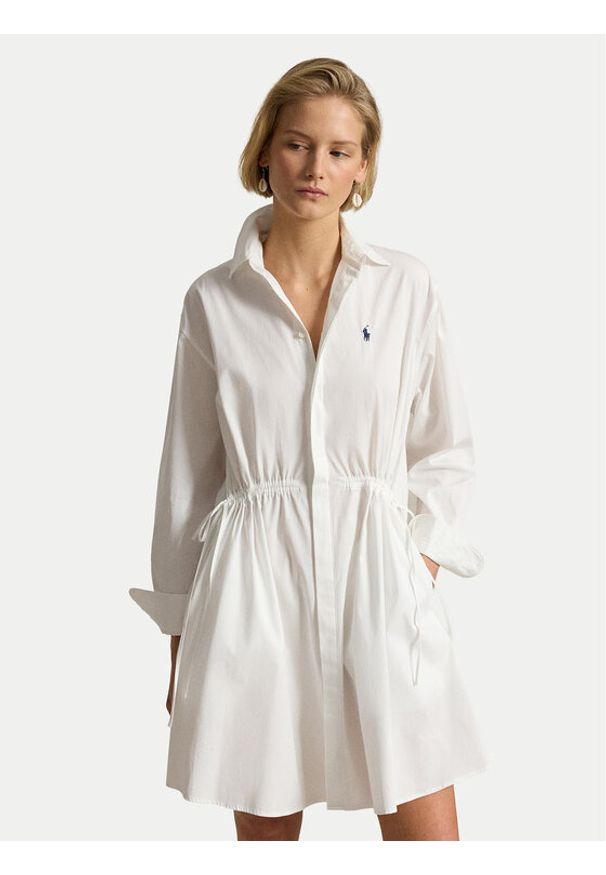 Polo Ralph Lauren Sukienka koszulowa 211B19986003 Biały Relaxed Fit. Typ kołnierza: polo. Kolor: biały. Materiał: bawełna. Typ sukienki: koszulowe